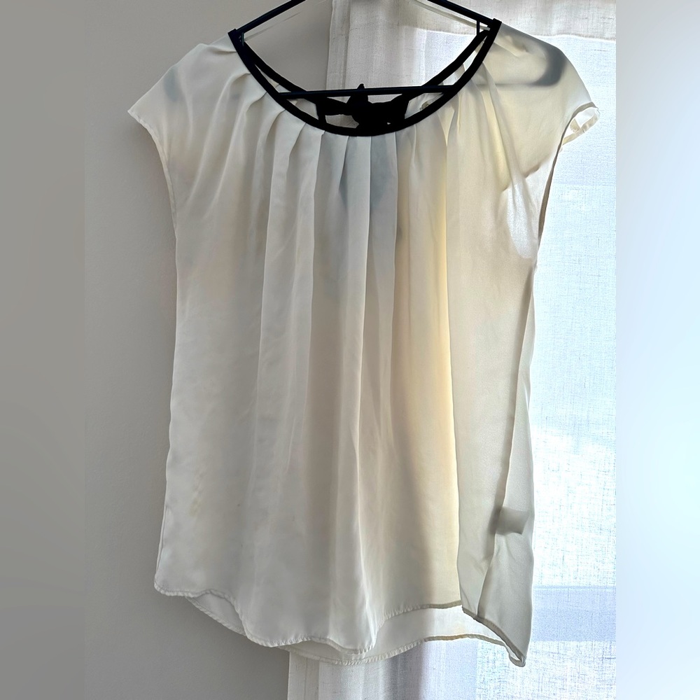 LC by Lauren Conrad white blouse with black tie size M